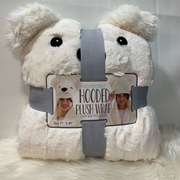 Women Owned Accessories Reversible Hooded Plush Wrap Polar Bear 7x 49 By Women Owned Poshmark